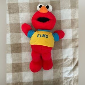 1997 Vintage Sesame Street Elmo Plush Toy - Red and Yellow tickle me Elmo